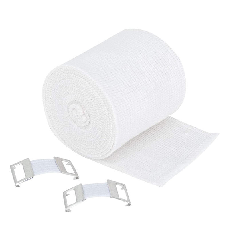 Comfortable White Elastic Cotton Sports Bandages with Clip 