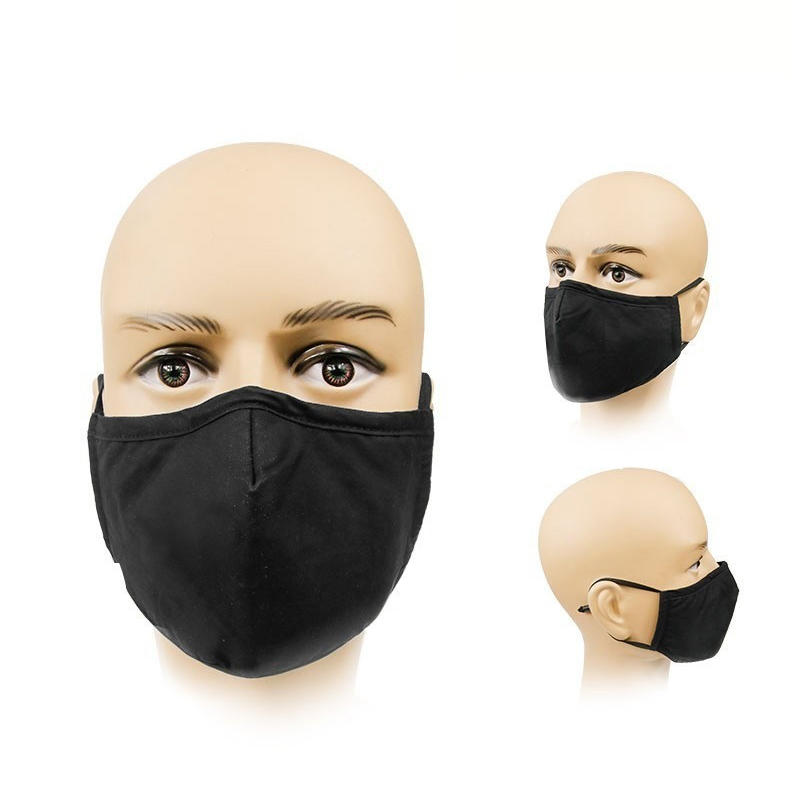 Reusable Retail 3 Layer Black Cotton Mask with Filters 