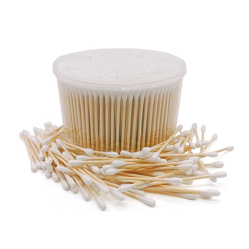 Biodegradable Sterile White Cotton Bud with Wooden Sticker 