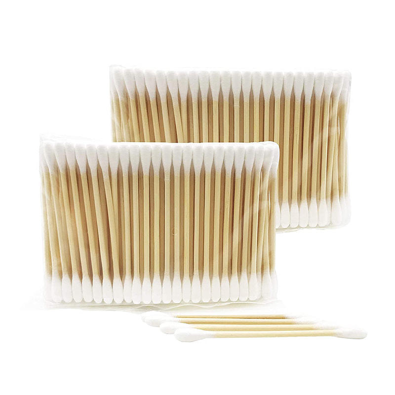 Biodegradable Sterile White Cotton Bud with Wooden Sticker 