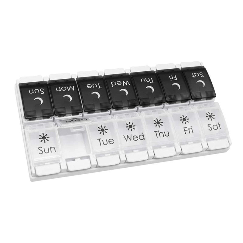 Large Weekly Daily Pill Organizer with Easy Push Button 