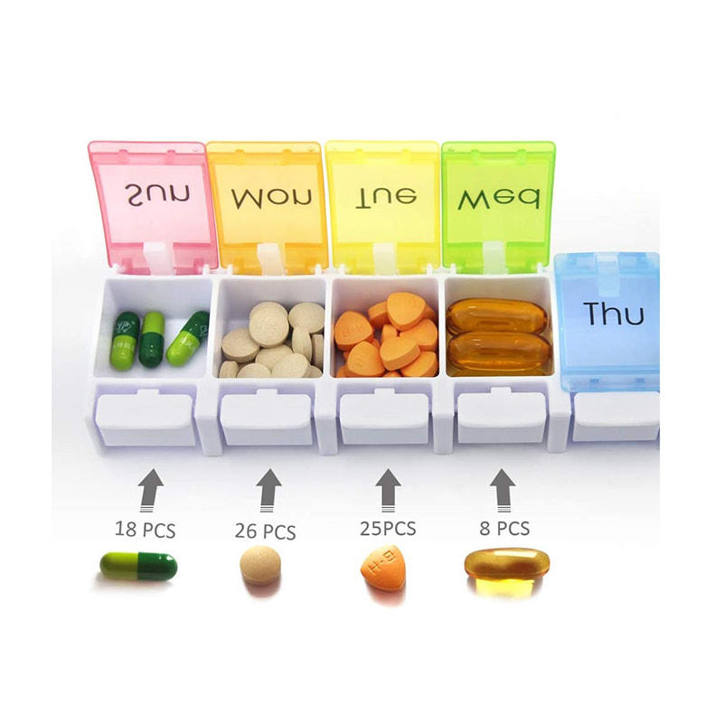 Convenient Plastic Weekly Pill Box with Large Compartments 