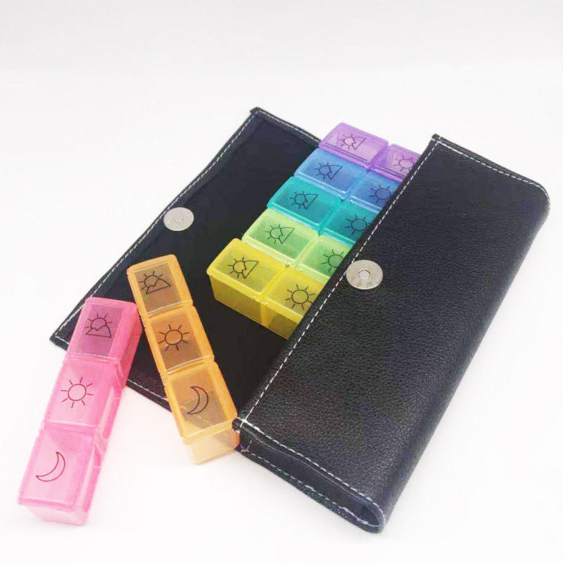 Durable Weekly Daily Pill Organizer with PU Case 