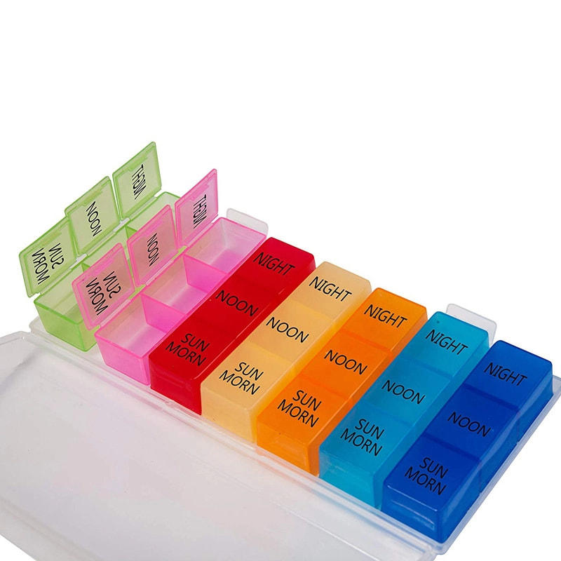 Detachable Colorful Weekly Medication Tablet Box 