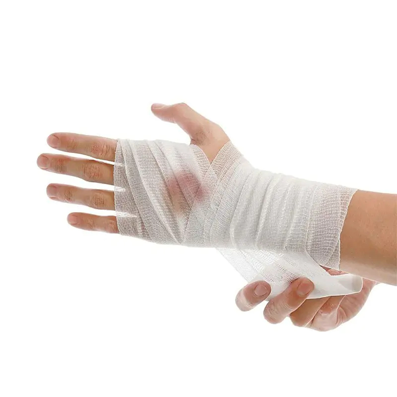 Premium Breathable Stretched White Gauze Sports Bandages with Tape 