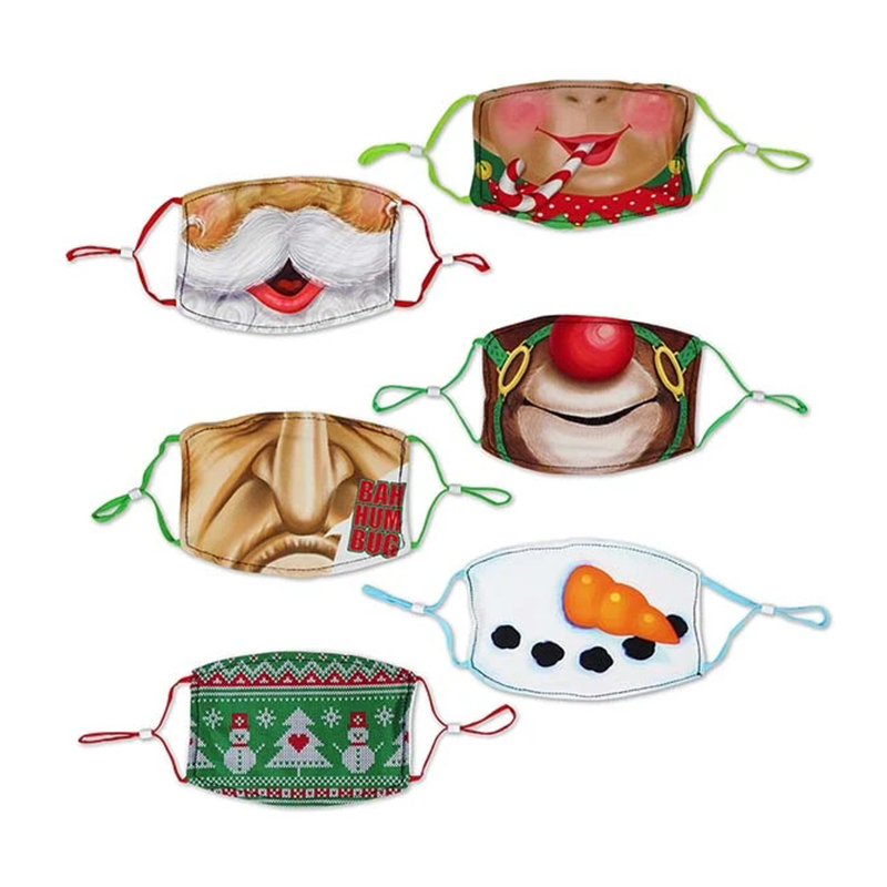 Printed Christmas 2 Layer Flat Cotton Mask 