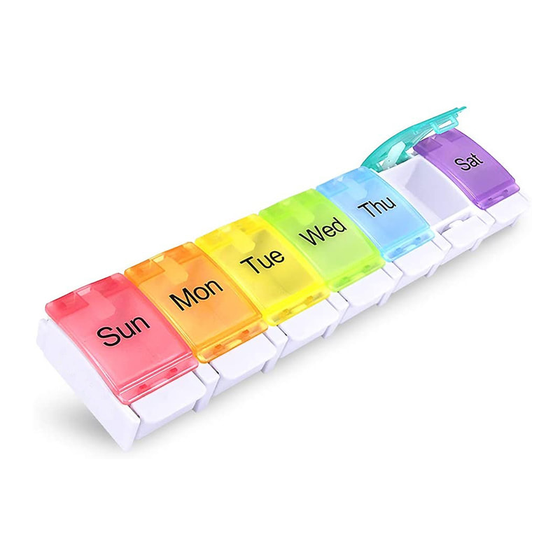Convenient Plastic Weekly Pill Box with Large Compartments 