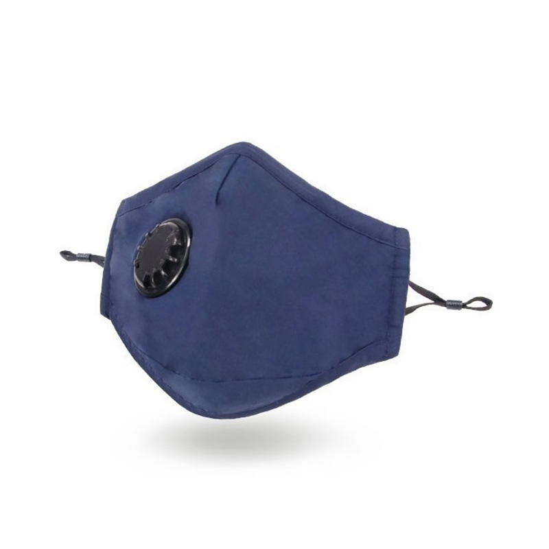 Washable Navy Cotton Mask with Breathing Valve 