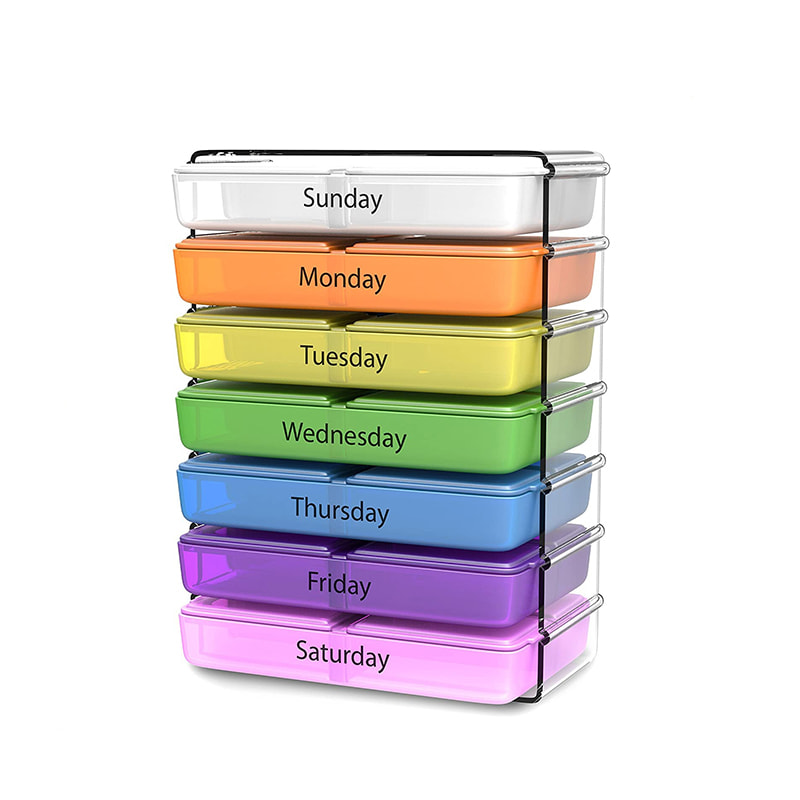 Travel Daily Weekly Prescription Vitamin Organizer 