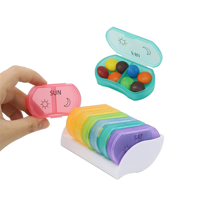 Home Plastic Rainbow Weekly Vitamin Dispenser 