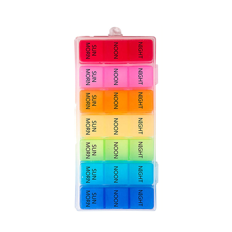 Detachable Colorful Weekly Medication Tablet Box 
