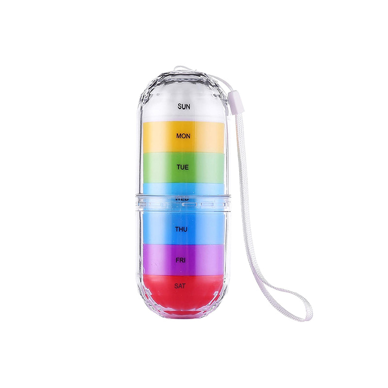 Rainbow 7 Day Waterproof Medication Pill Organizer 