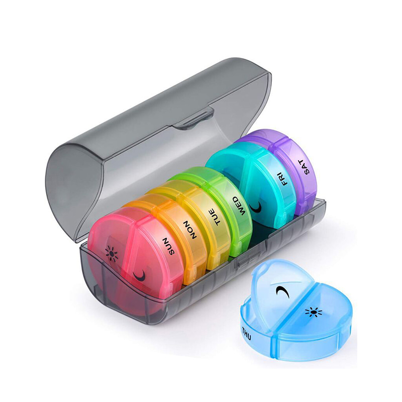 Portable Black Daily Plastic Pill Organizer for Vitamin 